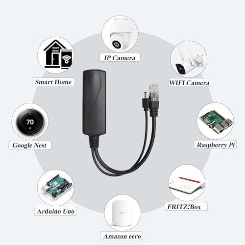 2.5G PoE Splitter 12V/1A, DC 5.5 * 2.1mm Plug, 48V PoE to DC 12V/1A 12W Output, 2.5Gbps Ethernet Comply IEEE802.3af/at, Plug and Play for IP Camera, Smart Home - style: PS5712G-X DC 5.5 x 2.1 12V/1A