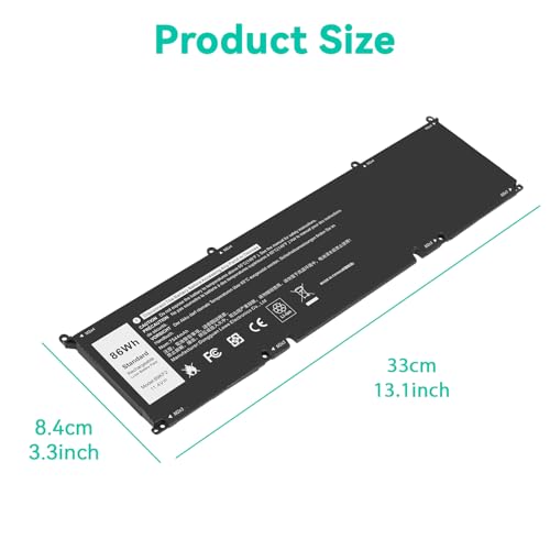 Fancy Buying 69KF2 Battery for Dell XPS 15 9500 9510 9520 9530 M15 R3 R4 R5 R6 R7, M16 R1, M17 R3 R4 Precision 5550 5560 5570 Inspiron 7510 7610 7620 P87F P91F P45E 0GFJ6 Vostro 7510 7620-86Wh - size: 13.1*3.3*0.28inch