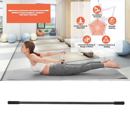POCREATION Yoga Stretch Stick Adjustable Sturdy Steel Stretching Stick Enhance Flexibility Mobility Core Strength with 4 Steel Rods Foam Handles for Yoga Fitness Balance Training