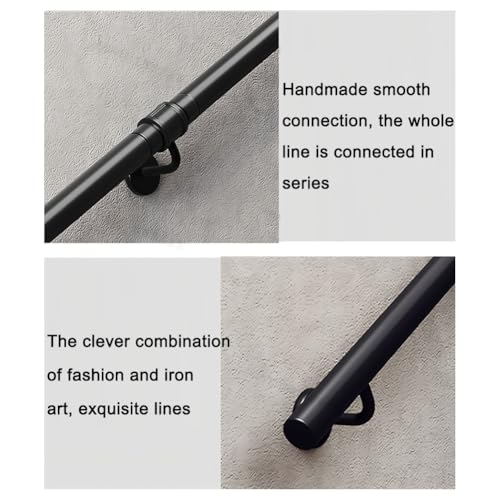 Metal Stair il with 2 Brackets Round Tube Wall-Mounted Railing for Indoor/Outdoor Use il Kit for Stairs Balconies Terraces & Villas (350cm/11.5ft) - size: 350cm/11.5ft