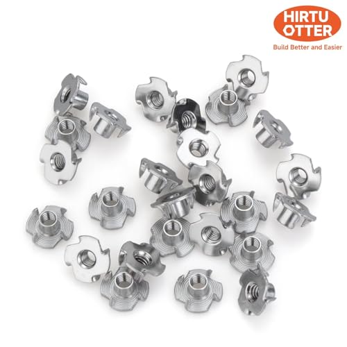 304 Stainless Steel T-Nuts 4-Pronged M8 (25 PCS) | Strong Grip, Rustproof Corrosion Resistant, Smooth Threads, Easy Insertion for Wood/Furniture/Cabinetry/Climbing Holds - size: M8