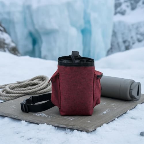 Climbing Chalk Pouch Convenient Chalk Bag with Drawstring Closure and Adjustable Belt for Suitable for Climbing Weightlifting Training - color: Grey