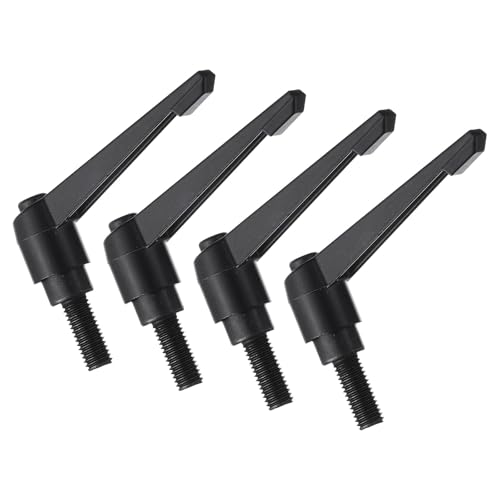 uxcell 4pcs Clamping Lever Handles, M10 x 25mm Black Oxide Carbon Steel Threaded Male Stud, Adjustable Handles Locking Quick Release Ratchet Push Button Bolt Knobs, Black - size: M10 x 25mm