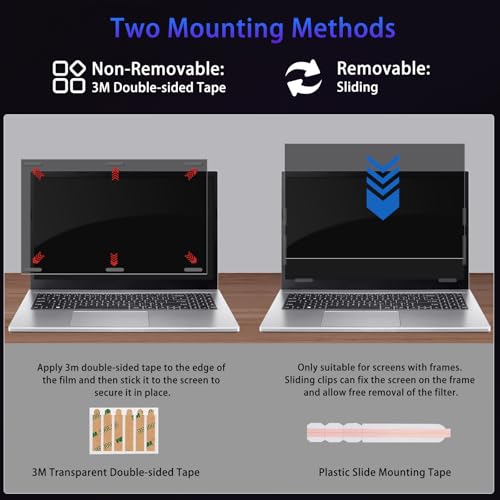 17" Privacy Screen Computer for 16:10 Aspect Ratio, 2-Sided Removable Anti-Peeping/Anti-Glare, Blue Light Block, UV Protect, Reduce Strain, Anti-Scratch, Fits 17-inch 16:10 Protector Film - size: 17inch 16:10