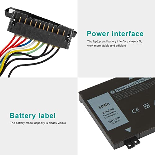 1F22N Laptop Battery for Dell Alienware M15 R1 M17 R1, G5 15 5590 5590-D2783W 5590-D2743B D2842W D2843W D2865B G7 15 7590 7790 D2785B ALW15M-D1523S,JJPFK 0JJPFK 06YV0V 08622M HYWXJ 0HYWXJ XRGXX 01F22N - size: 8.74*2.95*0.31inch