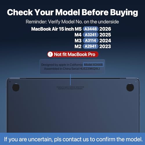 Soonjet for MacBook Air 15 inch Case, M5 M4 M3 M2 2026-2023 Keyboard Cover | 100% Color Match, Midnight Blue, Clear Matte, Anti Fingerprint & Scratch, Protective Laptop Hard Shell, Ultra Thin, Snug Fit - color: Frost Midnight