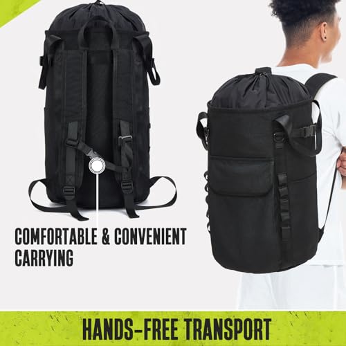 Arborist Rope Bag, 35L Tree Climbing Rope Bag, Arborist Equipment Bucket Backpack, Arborist Gear Carrier Bag with Side Pockets, Tough Rock Climbing Backpack, Rock and Tree Climbing Gear - color: Red