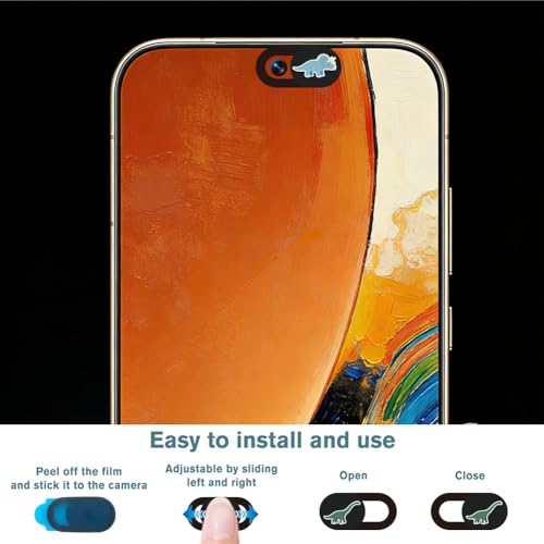 6Pcs 6 Styles Dinosaur Camera Cover Slide Sticker 0.03 Inch Privacy Guard Accessories, Computer Camera Cover Cute Protector Blocker for Desktop Loptop Tablet Notebook Mini PC Office Use - color: Dinosaur