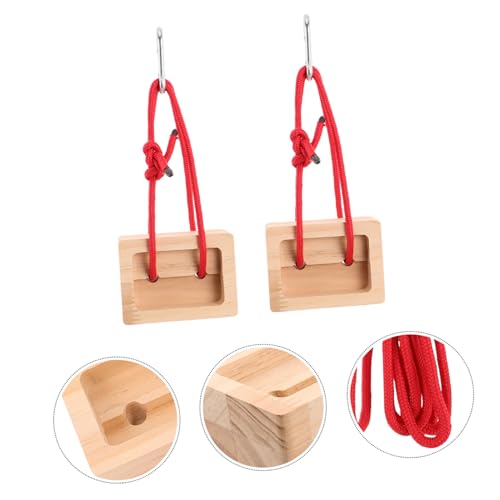 2pcs Portable Wooden Rock Climbing Hangboard for Indoor Fitness Routines Modular Climbing Training Board for Building Finger Strength and Endurance with Khaki Finish