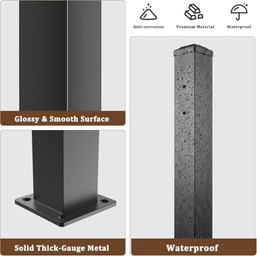 Aluminum 2.8 in. x 2.8 in. x 39 in.Railing Post with Screws, Porch and Deck Railing Post,Fence Poles for Decks, Stair Railing Porches（Terminal Column） - size: 39 In Post(Terminal )