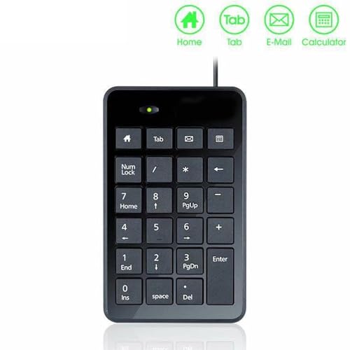 USB Numeric Keypad Keyboard 23 Number Keypad Corded Pad for Laptop PC Computer Notebook Big Print Letter USB Pad