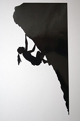 Rock Climber Girl Vinyl Sticker Decal V238 Mountain Climb Choose Color&Size (10" x 5", Black) - color: Black, size: 10" x 5"