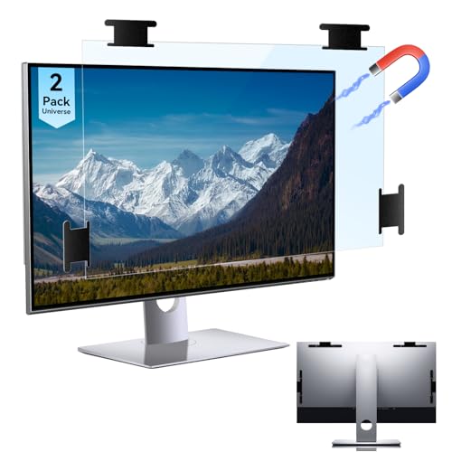 [2 Pack] Magnetic 23.8 in Computer Anti Blue Light Screen Protector for16:9 Aspect Ratio Widescreen Monitor, Hanging Eye Protection Anti-Glare Light Screen Protector, Removable 23.8in Protective Film - size: 23。8 inch