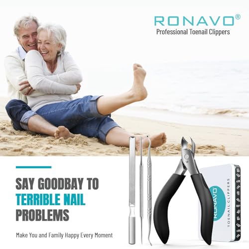 Toenail Clippers for Thick Nails for Seniors - Heavy Duty Toe Nail Clippers Kit with Long Handle for Men & Elderly with Inflexible Joints, Professional Nail Clippers Kit for Thickened Toenails (Black) - style: Creating Exquisite Nails - Black