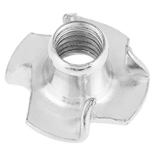 T Nuts zinc Plated Steel, 100PCS Rock Climbing Holds T Nuts Four Pronged Tee Nuts for Furniture Cabinets and Rock Climbing Holds (M6) - size: M6