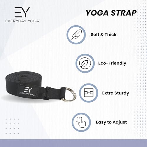 Everyday Yoga Strap with Metal D-Ring - Durable Stretching Strap for Yoga, Pilates, Flexibility & Physical Therapy (6ft, 8ft, 10ft) - color: Plum, size: 10 Foot