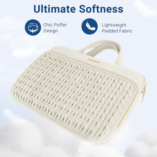 MOSISO Laptop Case 14 inch, 14 inch Laptop Sleeve, Sand | Compatible with HP Lenovo Dell ASUS Acer, HP Stream, Dell Latitude, Lenovo IdeaPad, Wheat Ear Quilted Bag with Handle&Pocket - color: Sand, size: 14 inch