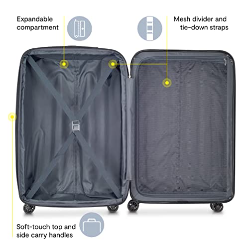 DELSEY PARIS Helium Aero Hardside Expandable Luggage with Spinner Wheels, Titanium, Checked-Large 28 Inch - color: Titanium, size: Checked-Large 28 Inch