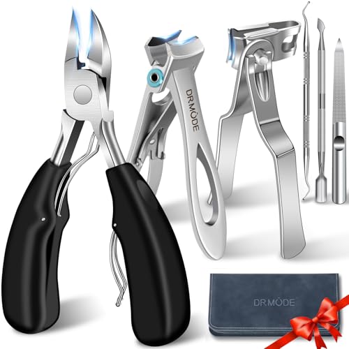 Toenail Clippers for Seniors Thick Toenails - Wide Jaw Opening Large Toe Nail Clippers for Thick Ingrown Nails, Professional Sharp Heavy Duty Nail Clipper Cutter for Mens Seniors with Leather Case - style: 6PCS Toenail Clippers