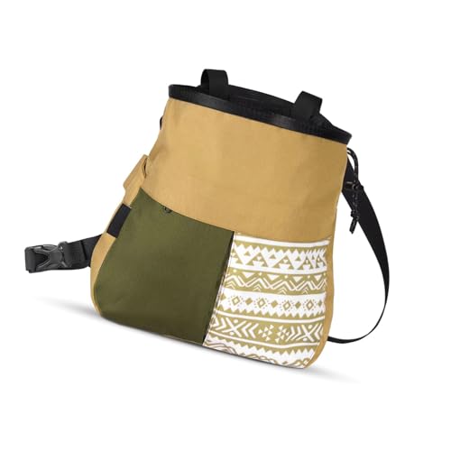 Drfeify Mountaineering Chalk Bag, Large Capacity Travel Bag with Independent Front Pocket, Outdoor Sports Gear for Climbers Hikers - size: Large Khaki