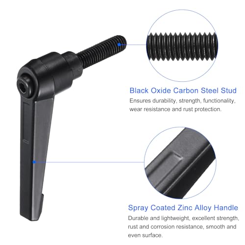 uxcell 4pcs Clamping Lever Handles, M8 x 25mm Black Oxide Carbon Steel Threaded Male Stud, Adjustable Handles Locking Quick Release Ratchet Push Button Bolt Knobs, Black - size: M8 x 25mm