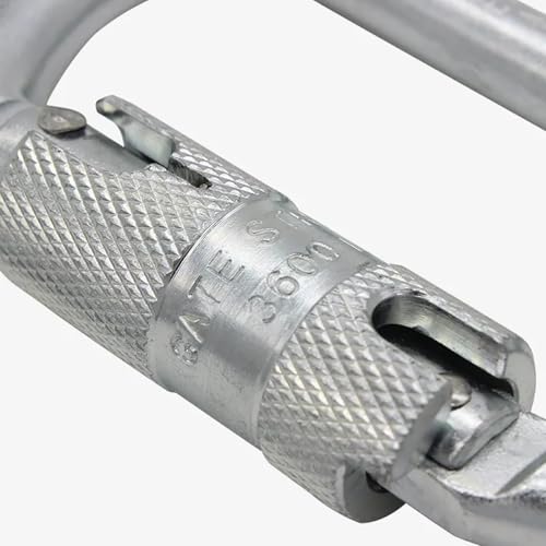 Heavy Duty Carabiner 30KN(6500LBS) Auto Locking Climbing Carabiners Clips for Rock Climbing,Rappelling,Hunting, Rescue Equipment(CE Rated,D Shape) - color: Silver(1Pack)
