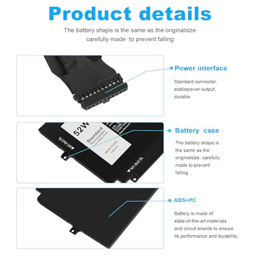 Fancy Buying 52Wh 722KK FP86V Laptop Battery for Dell XPS 13 9300 XPS 13 9310 XPS 13 9380 P117G P117G002 P117G001 Series Notebook 0WN0N0 WN0N0 02XXFW 2XXFW - size: 10.51*4.06*0.16inch