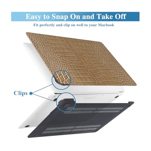 Crocodile Case for MacBook Air 13 Inch 2021 2020 2019 2018 M1 A2337 A2179 A1932, MacBook Air M1 Case, Aligator Skin Snakeskin PU Leather Hardshell & Keyboard Cover for Mac Air 13.3, Brown - color: ## Brown Crocodile