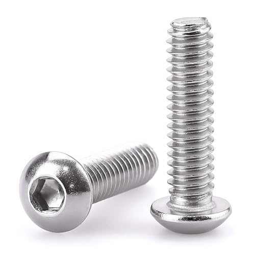 1/4-20 x 1 Button Head Socket Cap Bolts Screws, 304 Stainless Steel 18-8, Allen Hex Drive, Bright Finish, Fully Machine Thread, Pack of 25 - size: 1/4-20 x 1