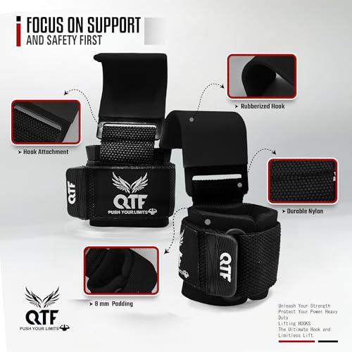 Weight Lifting Hooks Lifting Heavy Duty Deadlift Wrist Straps Men and Women Pull Ups Powerlifting and Gym Workouts grips - color: Black/Iron-Hooks, size: Iron-Hooks