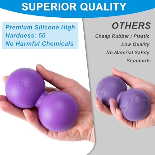 Aegero Peanut Massage Ball-Double Lacrosse Massage Ball, Mobility Ball for Myofascial Release,Yoga Therapy,Trigger Point Therapy,Muscle Knots and Acupoint Massage (Black Firm Ball) - color: Black