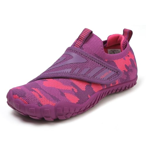 KUBUA Versatile Kids Water Shoes Boys Girls Quick Dry Swim Aqua Socks | Wide Toe Box, Lightweight, Barefoot-Style, Breathable, Beach, Pool, Kayak, Water Parks, Hiking, Toddler, Little Kid, Big Kid - color: Purple, size: 10.5 Little Kid
