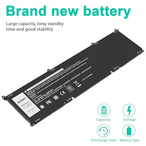 69KF2 Laptop Battery for Dell XPS 15 9500 9510 9520 Precision 5550 5560 5570 Alienware M15 M17 R3 R4,for Inspiron 7510 7610 P87F P91F,G15 5510 5511 5515 5520 5521,G7 7500 70N2F,M59JH,8FCTC, DVG8M - size: 69KF2 13.23 5.63 0.98