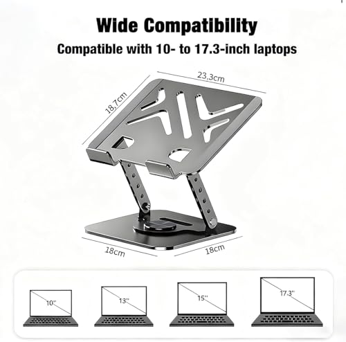 Laptop Stand, Laptop Stand for Desk with 360° Rotating Base - color: Silver