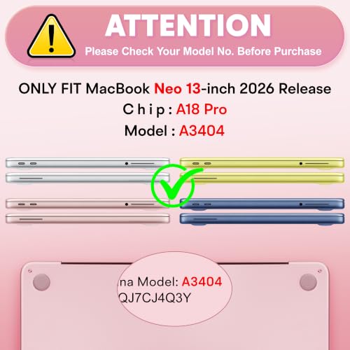 May Chen for MacBook Neo 13 inch Liquid Retina Display ((2026 Release A3404), Slim & Lightweight Protective Case with Screen Protector&Keyboard Cover&Dust Plug, Crystal Blush - color: Crystal Blush