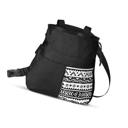 Keenso Mountaineering Chalk Bag Large Capacity Bouldering Chalk Bag Holds 700g Powder Wide Mouth Opening Dual Carry Points Front Pocket for Climbing Training Outdoor Sports - size: Large Black
