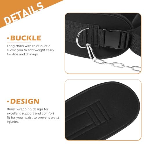 Hemoton Weightlifting Waist Belt with Detachable Chain for Men Heavy Duty Resistance Training Equipment for Dips and Chin-ups Adjustable Support for Waist Muscles