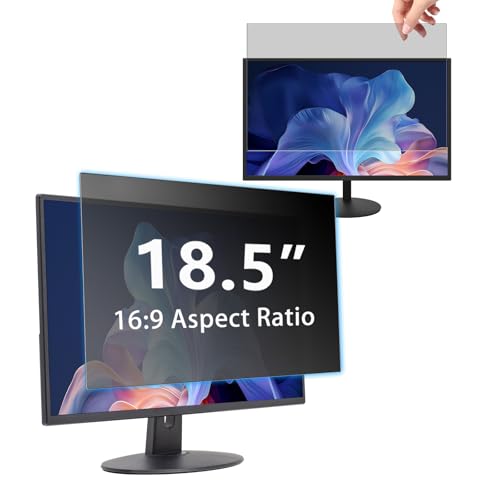 18.5" Privacy Screen Computer for 16:9 Aspect Ratio, 2-Sided Removable Anti-Peeping/Anti-Glare, Blue Light Block, UV Protect, Reduce Strain, Anti-Scratch, Fits 18.5-inch 16:9 Protector Film - size: 18.5inch 16:9