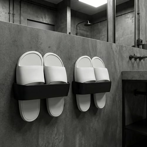 Wall Mount Shoe Rack 2 Pack Plastic Shoe Holders Storage Organizer | Self-Adhesive Shoe Storage for RV, Entryway & Wall, Plastic Wall Rack for Closet, No-Drill Organizer for Camper & Home