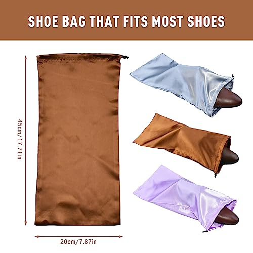 GONGKANGYUAN 4 Pack Shoe Bags for Travel Satin Fabric Shoe Bag with Drawstring for Men Women Travel Protecting Storing Shoes (Violets) - color: Purple