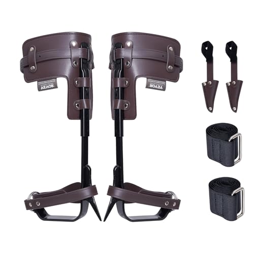 VEVOR Tree Climbing Spikes, 1 Pair Height-Adjustable Climbing Spurs, 350lbs Load Capacity Tree Climbing Gear with Straps, Arborist Equipment for Climbers, Hunting, Fruit Picking - color: Brown (Basic)
