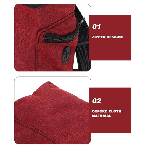 GARVALON Chalk Bag for Climbing and Bouldering with Zipper Storage Pocket, Canvas Rock Climbing Gear Accessory, Burgundy Waist Pouch for Gymnastics and Weightlifting