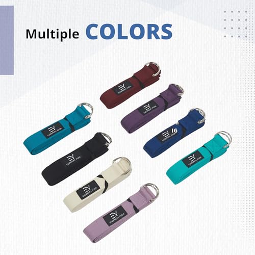 Everyday Yoga Strap with Metal D-Ring - Durable Stretching Strap for Yoga, Pilates, Flexibility & Physical Therapy (6ft, 8ft, 10ft) - color: True Navy, size: 10 Foot