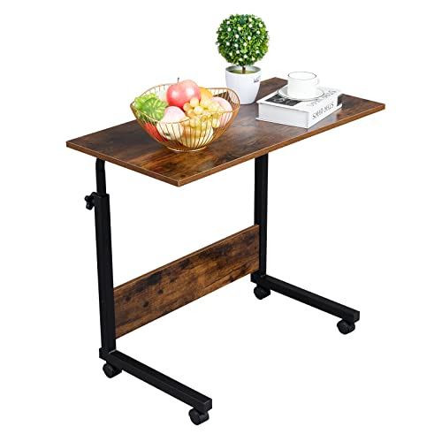 Adjustable Height Mobile Computer Desk, Rolling Laptop Stand Cart, Portable Standing Desk, Overbed Bedside Table - color: B