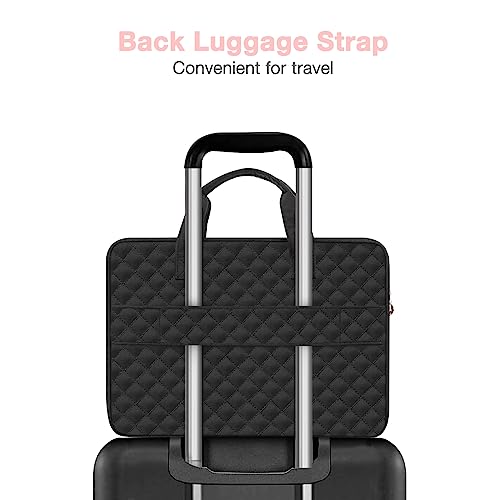 MOSISO 360 Protective Laptop Case 13.3 inch, 13-13.3 inch Laptop Sleeve | Compatible with MacBook Air/Pro 13/Pro 14,HP Dell ASUS Lenovo, Square Quilted Bag with 2 Pockets&Handle&Belt, Black - color: Black, size: 13.3 inch
