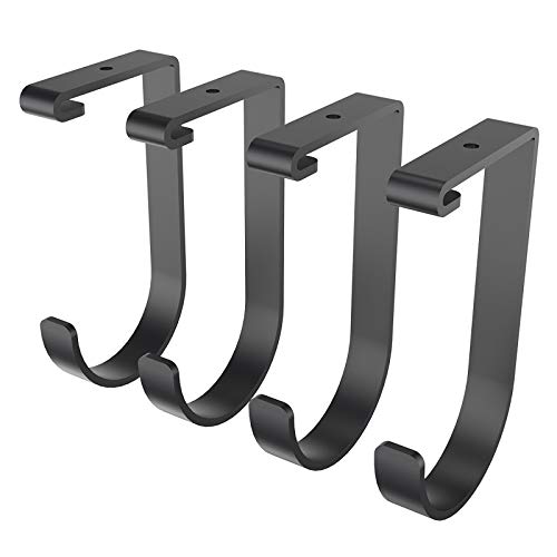 FLEXIMOUNTS 4 Pack Add-On Storage Flat Hooks, Black | Accessory for Garage Ceiling Rack and Wall Shelving, Max Weight Capacity up to 50 lbs - color: Black