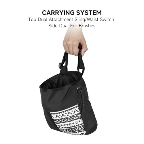 Mountaineering Chalk Bag with Large Capacity, Independent Front Compartment, Multifunctional Sports Bag for Climbers, Trapezoidal Bottom, Orange - size: Large Black