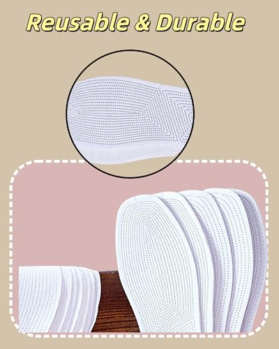 Shoe Insoles for Women and Men, 4 Pairs Cotton Thick Non Slip Pads, Breathable Washable & Comfort Insoles for Work Shoes (White, 9 Women / 8 Men) - size: 9 Women / 8 Men