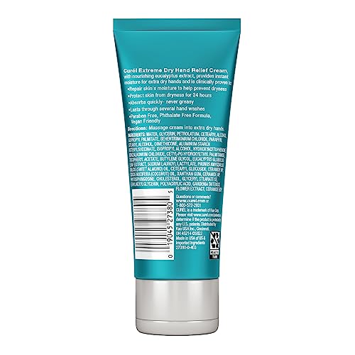 Curel Extreme Dry Hand Dryness Relief, Travel Size Hand Cream, Easily Absorbed for Long-Lasting Relief after Washing Hands, with Eucalyptus Extract, 3 Ounces (Pack of 2) - size: 3 Fl Oz (Pack of 2)