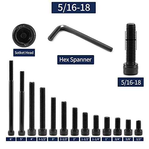5/16-18 x 3/4" Socket Head Cap Screws Bolts, 20Pcs 304 Stainless Steel 18-8, Allen Socket Hex Drive, Full Thread, Black Oxide by SG TZH(with Hex Spanner) - size: 5/16-18 x 3/4"